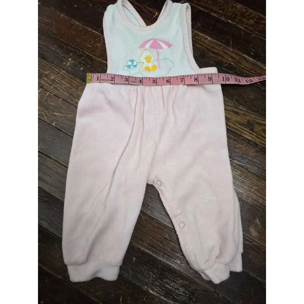 Vintage 90s Carter's Pastel Pink Terrycloth Beach Romper 9 Months
